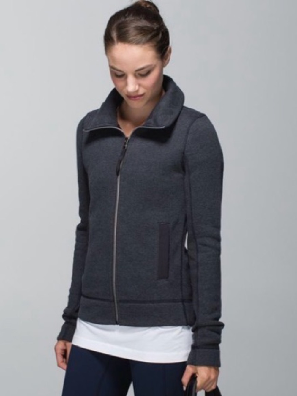 lululemon En Route Jacket sz 6 heathered black gray athleisure travel commute